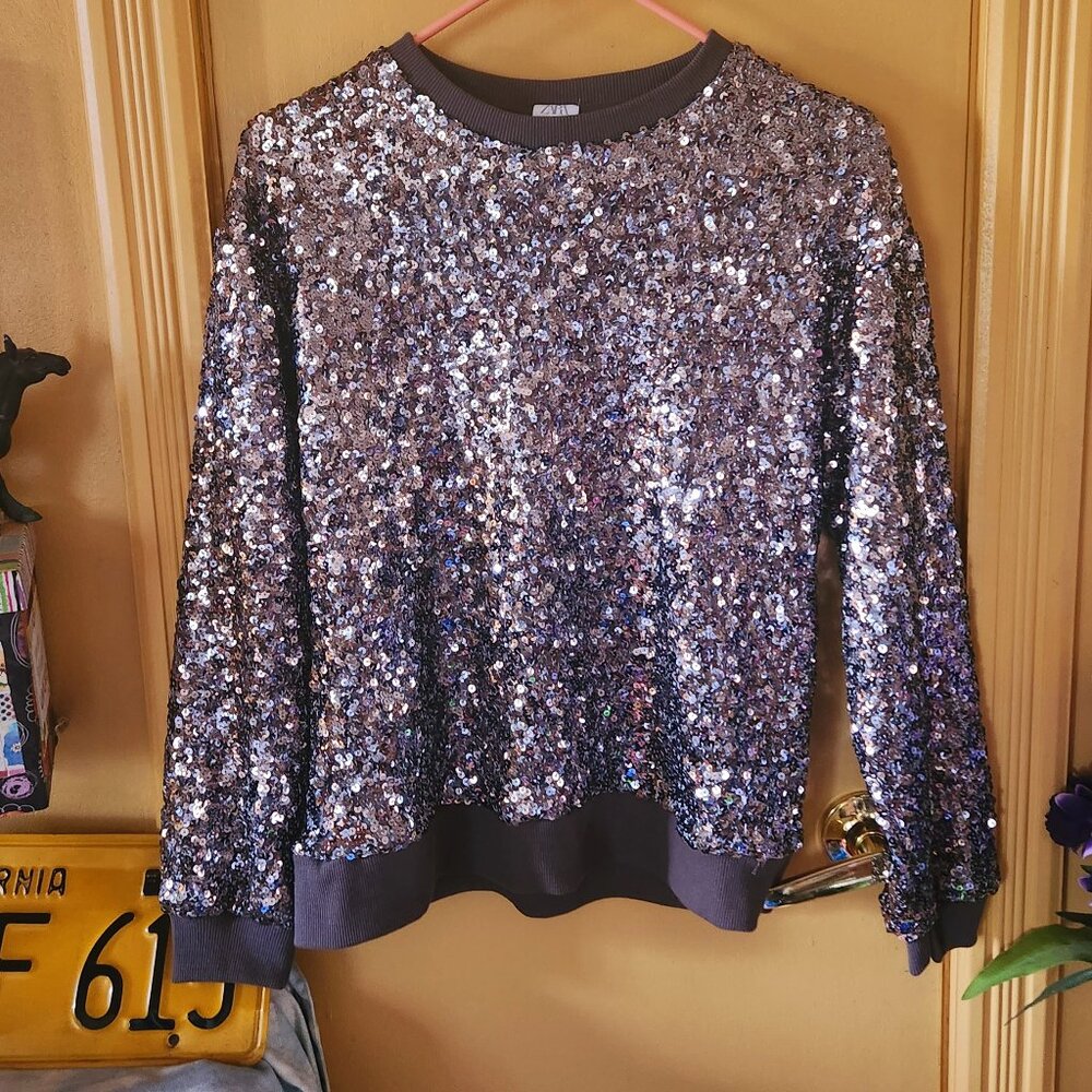 Bling, bling - Gorgeous Zara sequin cotton top Small
